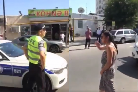 Bakıda türk qızla yol polisi arasında qalmaqal: "Mənim burdan ancaq cəsədimi götürərsən"