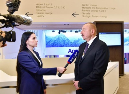Prezident İlham Əliyev Davosda "Rossiya 1" televiziya kanalına müsahibə verib