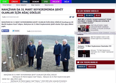 Türkiyə mediası mart soyqırımı ilə əlaqədar Naxçıvanda keçirilən tədbiri işıqlandırıb - FOTOLAR