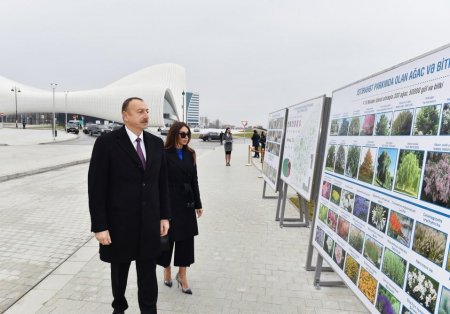 İlham Əliyev və xanımı parkda-Fotolar