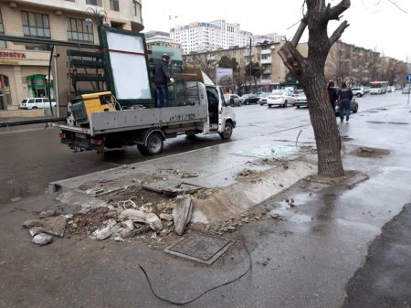 Bakıda küləyin uçurduğu dayanacaqla bağlı tədbir görülüb