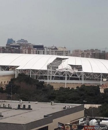 Respublika Stadionunda küləyin uçurduğu dam örtüyünün bərpası üçün xarici mütəxəssislər dəvət olunub