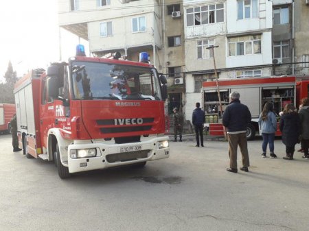 Binəqədidə binada yanğın söndürüldü - YENİLƏNİB - FOTO