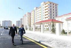 Prezident İlham Əliyev Kürdəxanıda məcburi köçkün ailələri üçün yeni yaşayış kompleksinin açılışında iştirak edib - FOTO